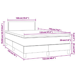 vidaXL Sommier à lattes de lit matelas et LED marron foncé 120x190 cm pas cher
