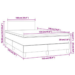 vidaXL Sommier à lattes de lit et matelas marron foncé 120x190cm tissu pas cher
