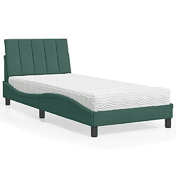 vidaXL Lit avec matelas Hanko vert foncé 80x200 cm velours