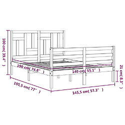 vidaXL Cadre de lit sans matelas 140x190 cm bois massif pas cher