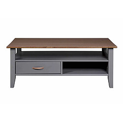 Mes Table basse 1 tiroir 1 niche en pin massif gris - TERA