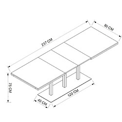 Cstore Table à manger extensible Quadrato - Chêne et noir pas cher