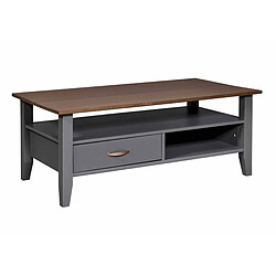 Mes Table basse 1 tiroir 1 niche en pin massif gris - TERA