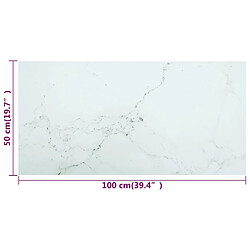 vidaXL Dessus de table blanc 100x50 cm 6 mm verre trempé design marbre pas cher