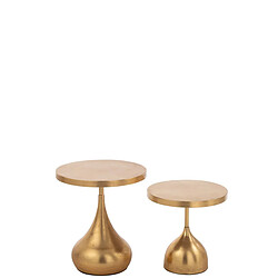 Lot de 2 tables basses formes goutte 45 et 35 cm en métal doré