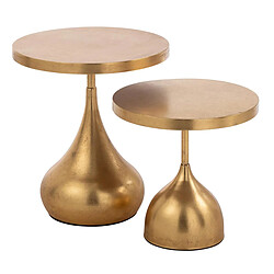 Lot de 2 tables basses formes goutte 45 et 35 cm en métal doré