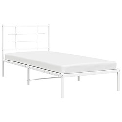 Acheter vidaXL Cadre de lit métal sans matelas avec tête de lit blanc 90x190cm