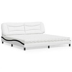 vidaXL Lit avec matelas Hvar blanc et noir 200x200 cm similicuir