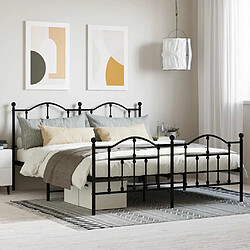 vidaXL Cadre de lit métal sans matelas avec pied de lit noir 160x200cm