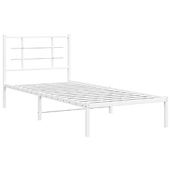 Avis vidaXL Cadre de lit métal sans matelas avec tête de lit blanc 90x190cm