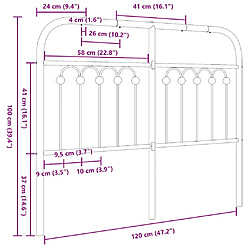 vidaXL Tête de lit de remplacement métal blanc 120 cm pas cher