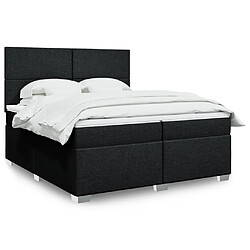 vidaXL Sommier à lattes de lit avec matelas Noir 200x200 cm Tissu