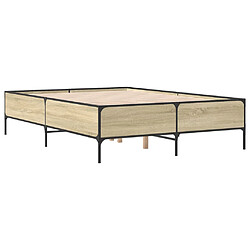 Avis vidaXL Cadre de lit sans matelas chêne sonoma 135x190 cm