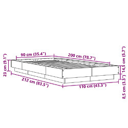 Acheter vidaXL Cadre de lit sans matelas noir 90x200 cm