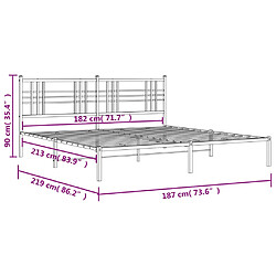 vidaXL Cadre de lit métal sans matelas et tête de lit blanc 183x213 cm pas cher