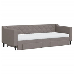 Avis vidaXL Lit de jour avec gigogne et tiroirs taupe 80x200 cm tissu