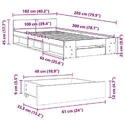 vidaXL Cadre de lit avec tiroir sans matelas blanc 100x200 cm pas cher