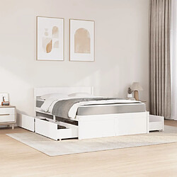 Avis vidaXL Lit avec tiroirs et matelas blanc 120x190 cm bois massif de pin