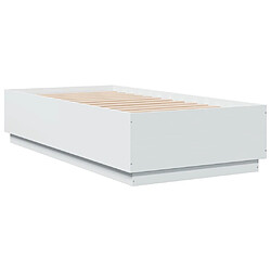 Avis vidaXL Cadre de lit avec LED sans matelas blanc 75x190 cm
