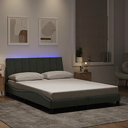 vidaXL Cadre de lit avec LED sans matelas gris clair 140x190cm velours