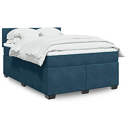 vidaXL Sommier à lattes de lit et matelas Bleu foncé 140x190cm Velours