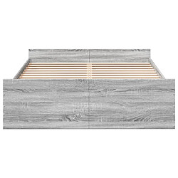 Acheter vidaXL Cadre de lit avec tiroirs sans matelas sonoma gris 135x190 cm