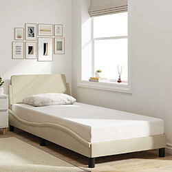 vidaXL Cadre de lit avec tête de lit Dover crème 90x200cm tissu