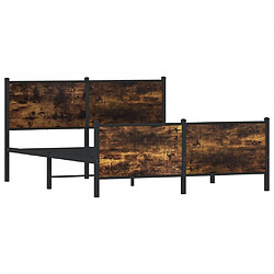 Avis vidaXL Cadre de lit en métal sans matelas chêne fumé 137x190 cm