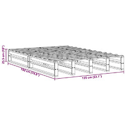 vidaXL Cadre de lit sans matelas blanc 135x190 cm bois de pin massif pas cher