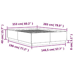 vidaXL Cadre de lit sans matelas chêne fumé 150x200 cm pas cher