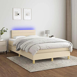 Acheter vidaXL Sommier à lattes de lit matelas et LED crème 120x190 cm tissu