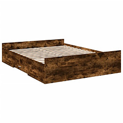 Avis vidaXL Cadre de lit avec tiroirs sans matelas chêne fumé 140x200 cm