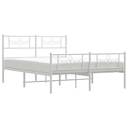 Acheter vidaXL Cadre de lit métal sans matelas et pied de lit blanc 120x200 cm
