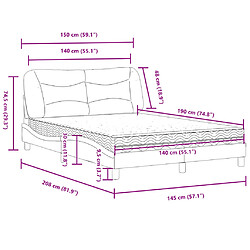 vidaXL Lit avec matelas Hvar taupe 140x190 cm tissu pas cher