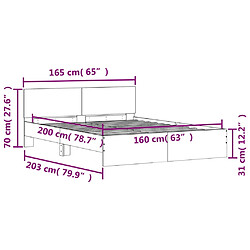 vidaXL Cadre de lit avec LED sans matelas chêne fumé 160x200 cm pas cher
