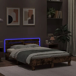 Acheter vidaXL Cadre de lit avec LED sans matelas chêne fumé 135x190 cm