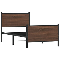 Avis vidaXL Cadre de lit en métal sans matelas chêne marron 100x190 cm