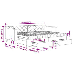 vidaXL Lit de jour avec gigogne et tiroirs taupe 80x200 cm tissu pas cher