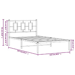 vidaXL Cadre de lit métal sans matelas et tête de lit blanc 107x203 cm pas cher