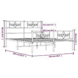 vidaXL Cadre de lit métal sans matelas et pied de lit blanc 120x200 cm pas cher