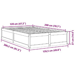 vidaXL Cadre de lit sans matelas cire marron 120x200cm bois pin massif pas cher