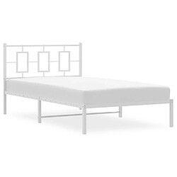 Acheter vidaXL Cadre de lit métal sans matelas et tête de lit blanc 107x203 cm