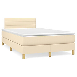 vidaXL Sommier à lattes de lit matelas et LED crème 120x190 cm tissu 