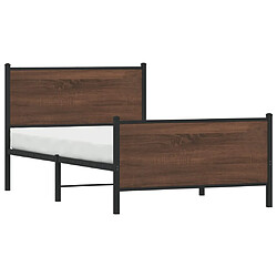 Acheter vidaXL Cadre de lit en métal sans matelas chêne marron 100x190 cm
