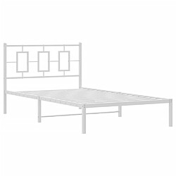 Avis vidaXL Cadre de lit métal sans matelas et tête de lit blanc 107x203 cm