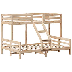 Avis vidaXL Lit superposé sans matelas 80x200/140x200 cm bois massif