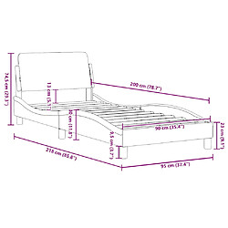 vidaXL Cadre de lit avec tête de lit Dover noir 90x200 cm tissu pas cher