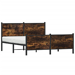 Acheter vidaXL Cadre de lit en métal sans matelas chêne fumé 137x190 cm