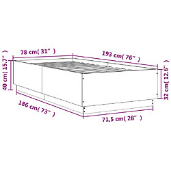 vidaXL Cadre de lit avec LED sans matelas blanc 75x190 cm pas cher