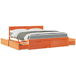 vidaXL Lit avec tiroirs/matelas cire marron 180x200 cm bois massif pin